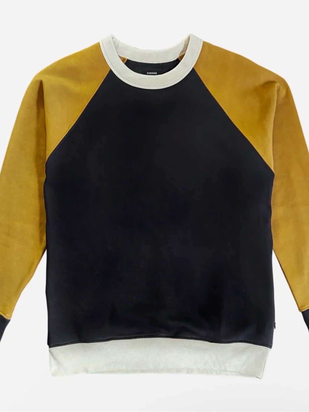 Parched Colorblock Unisex M Crewneck Sweater in Black and Mustard